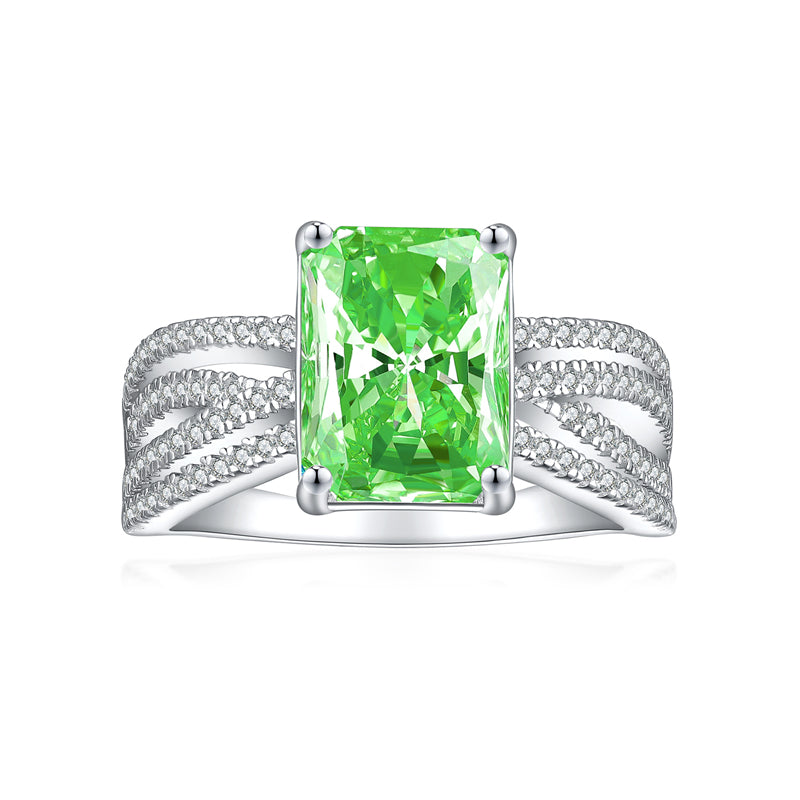4ct Square-Cut Gemstone 925 Silver Ring - Luxe 8*11 Flame & Ice-Cut Statement Band for Women
