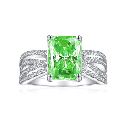 4ct Square-Cut Gemstone 925 Silver Ring - Luxe 8*11 Flame & Ice-Cut Statement Band for Women