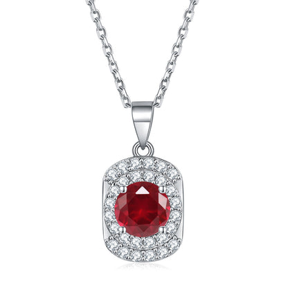 925 Sterling Silver Cubic Zirconia Pendant Necklace - Minimalist Birthstone Collarbone Chain
