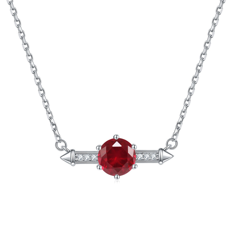 925 Sterling Silver Six-Prong Birthstone Necklace - Contemporary Geometric Pendant