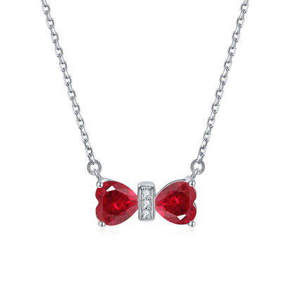 925 Sterling Silver Double Heart Birthstone Necklace - Romantic Lucky Charm Jewelry