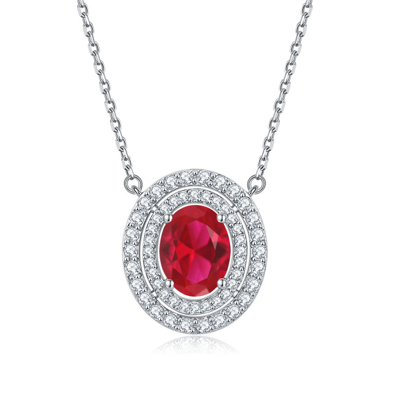 925 Sterling Silver Emerald Oval Pendant Necklace - Modern Birthstone Jewelry