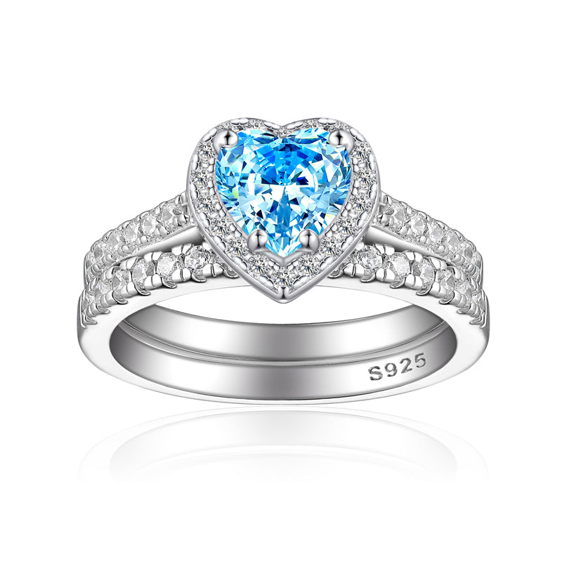 1ct Heart-Shaped Gemstone 925 Silver Stackable Ring Set - Luxe Ice-Cut High Carbon Diamond Love Rings for Women