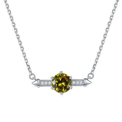 925 Sterling Silver Six-Prong Birthstone Necklace - Contemporary Geometric Pendant