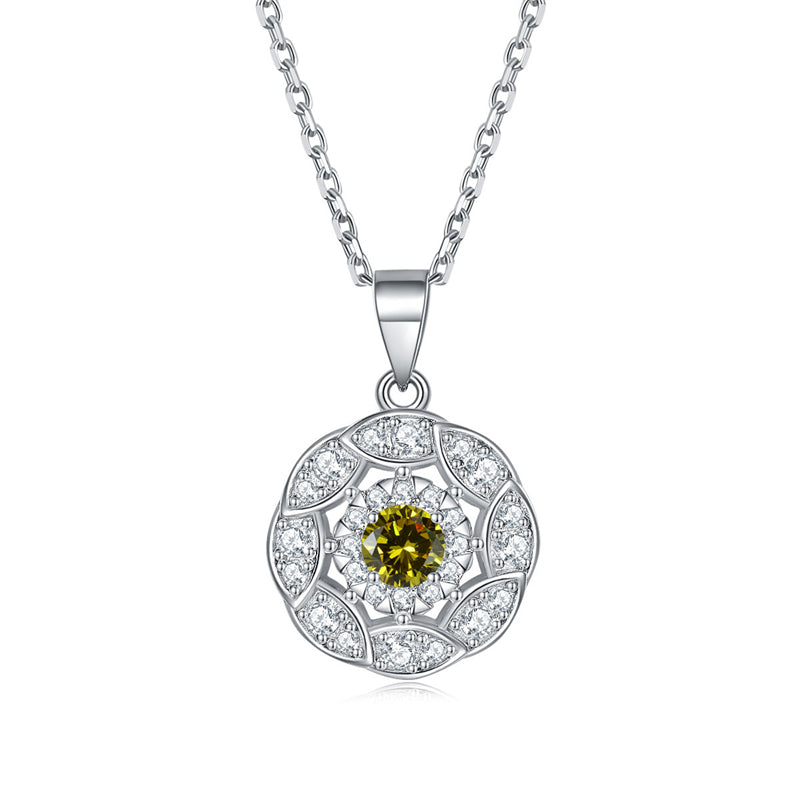 925 Sterling Silver Peridot Zircon Necklace - Modern Botanical Jewelry