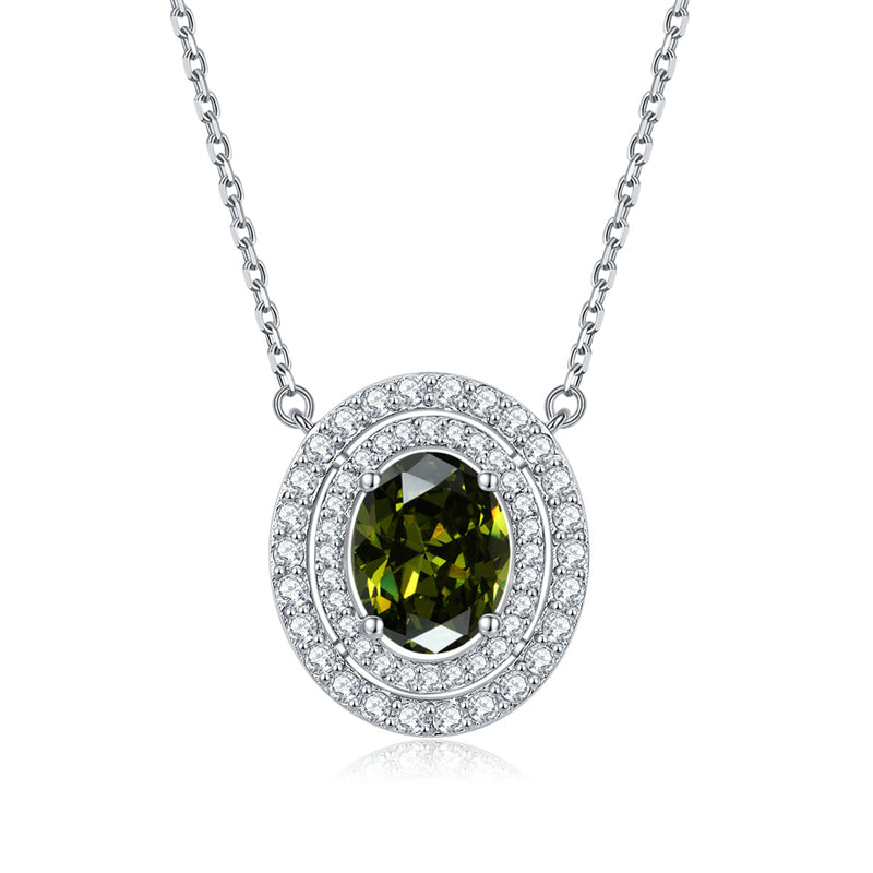 925 Sterling Silver Emerald Oval Pendant Necklace - Modern Birthstone Jewelry
