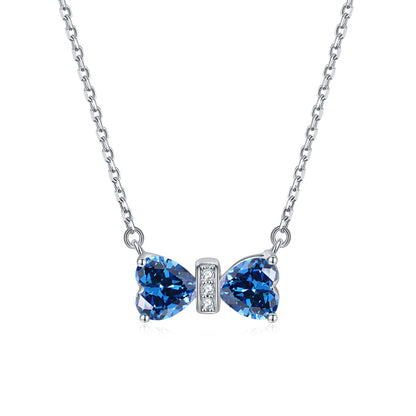 925 Sterling Silver Double Heart Birthstone Necklace - Romantic Lucky Charm Jewelry