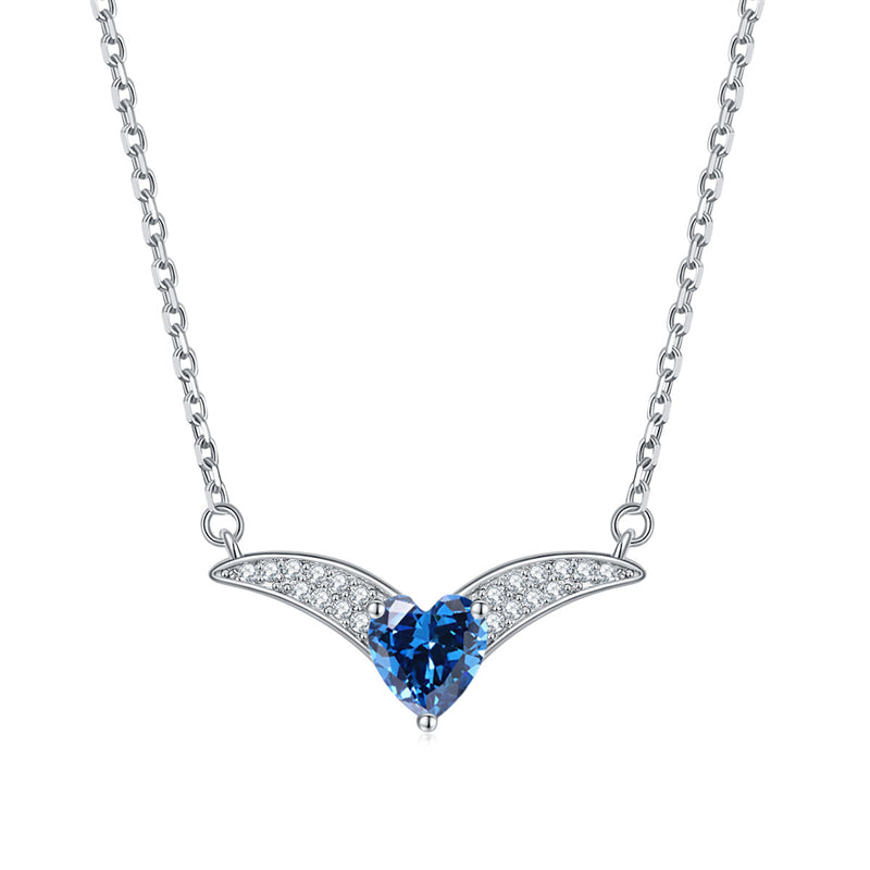 925 Sterling Silver Zodiac Heart Pendant Necklace - Elegant V-Collarbone Chain
