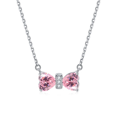 925 Sterling Silver Double Heart Birthstone Necklace - Romantic Lucky Charm Jewelry