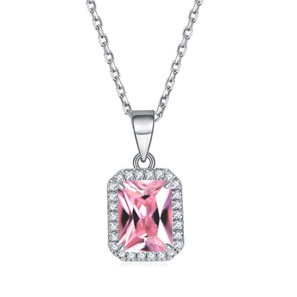 925 Sterling Silver Square Pendant Necklace - Modern Birthstone Jewelry