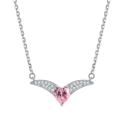 925 Sterling Silver Zodiac Heart Pendant Necklace - Elegant V-Collarbone Chain