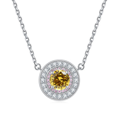 925 Sterling Silver Round Birthstone Pendant Necklace - Colorful Zircon Jewelry