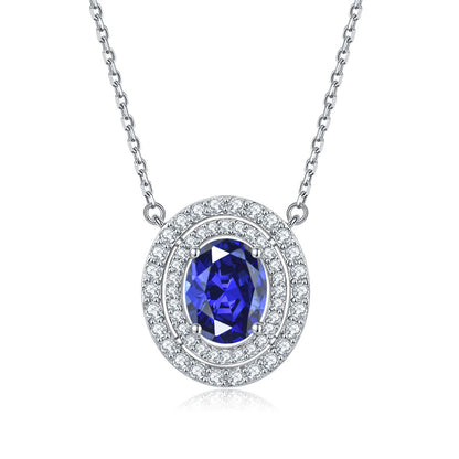 925 Sterling Silver Emerald Oval Pendant Necklace - Modern Birthstone Jewelry