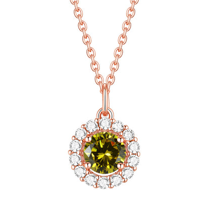 925 Sterling Silver Zodiac Birthstone Necklace - Rose Gold Plated Geometric Pendant