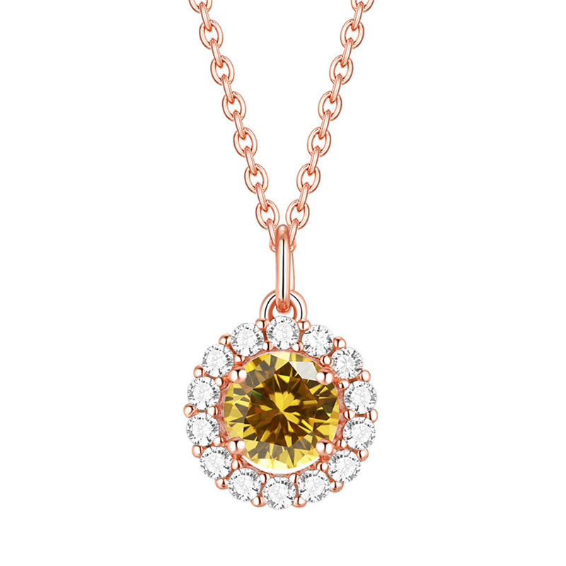 925 Sterling Silver Zodiac Birthstone Necklace - Rose Gold Plated Geometric Pendant