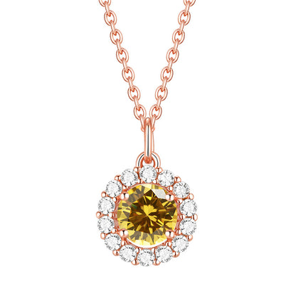 925 Sterling Silver Zodiac Birthstone Necklace - Rose Gold Plated Geometric Pendant