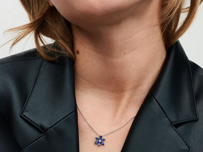 Sparkling Blue Herbarium Cluster Pendant Necklace