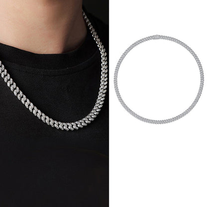 Sharp Men's Silver Necklace with Sparkling Moissanite