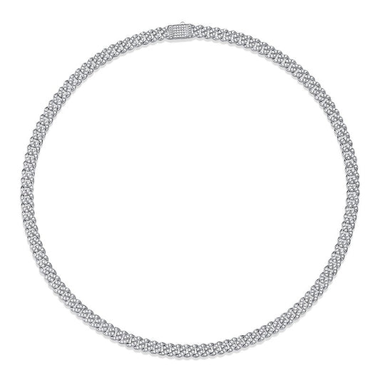 Sharp Men's Silver Necklace with Sparkling Moissanite
