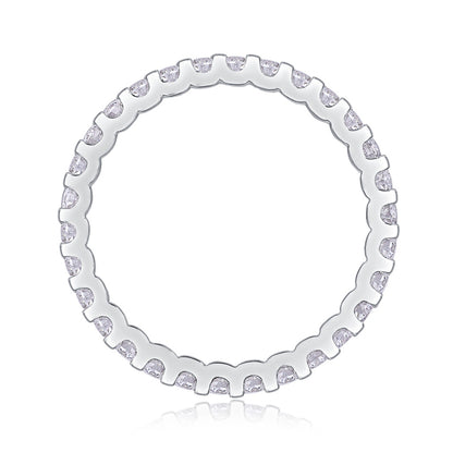 Shimmering Silver Ring with Round Moissanite Stones