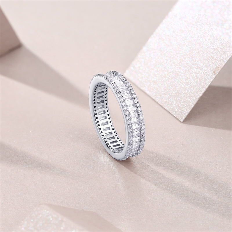 Simple Geometric Silver Ring for OL Fashion