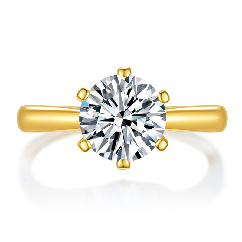 Six-Prong Geometric Diamond Ring for Women