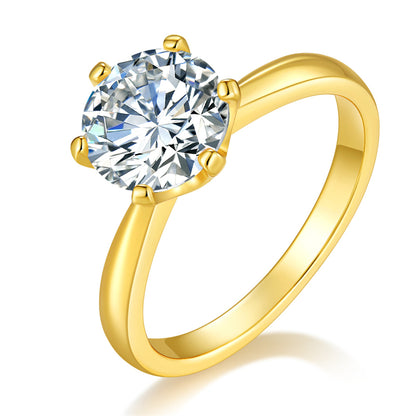 Six-Prong Geometric Diamond Ring for Women