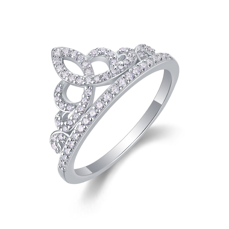 Sleek Crown Moissanite Ring in 925 Silver
