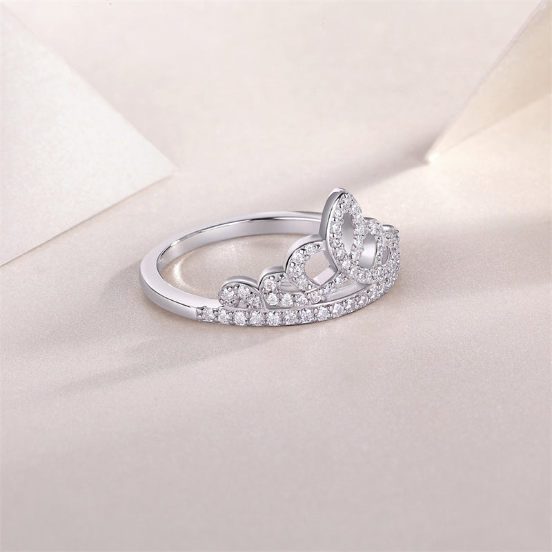 Sleek Crown Moissanite Ring in 925 Silver