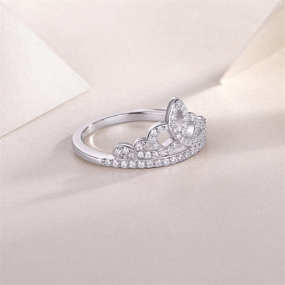 Sleek Crown Moissanite Ring in 925 Silver