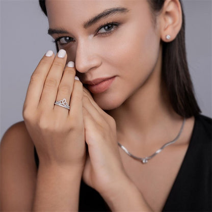 Sleek Crown Moissanite Ring in 925 Silver