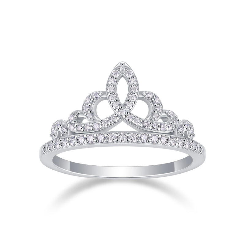 Sleek Crown Moissanite Ring in 925 Silver