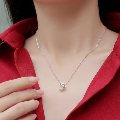 Sleek Geometric Moissanite Star Moon Necklace