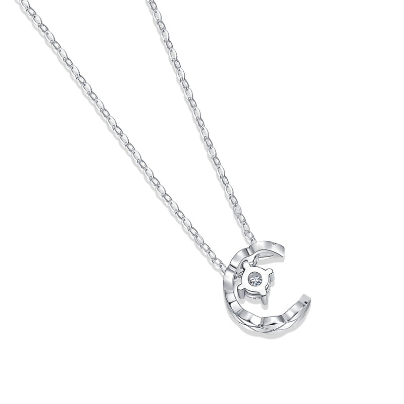 Sleek Geometric Moissanite Star Moon Necklace