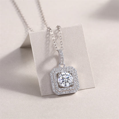 Sleek Geometric Pendant Necklace in Sterling Silver