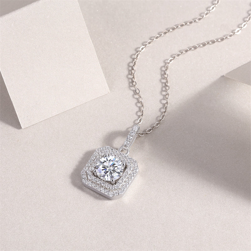 Sleek Geometric Pendant Necklace in Sterling Silver