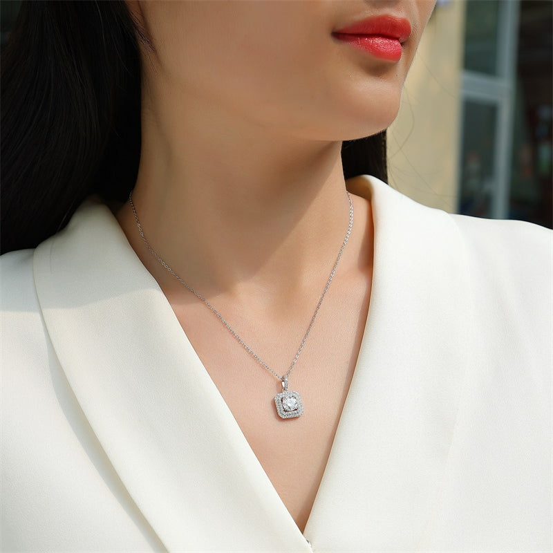 Sleek Geometric Pendant Necklace in Sterling Silver