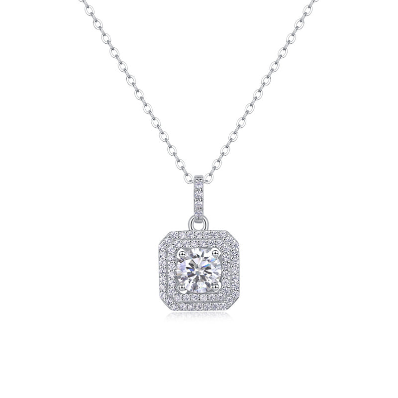 Sleek Geometric Pendant Necklace in Sterling Silver