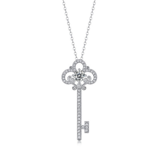 Sleek Key Pendant Necklace in Sterling Silver