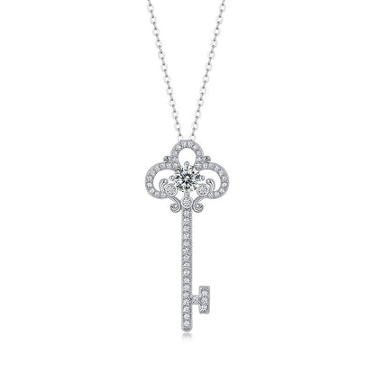Sleek Key Pendant Necklace in Sterling Silver