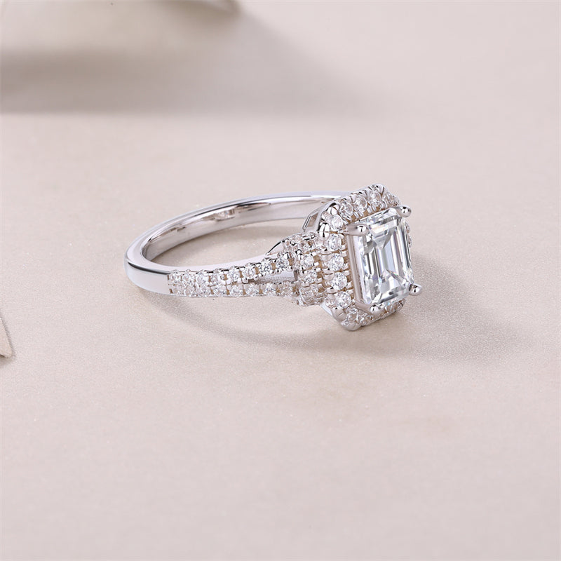 Sleek Octagon Moissanite Ring in 925 Silver
