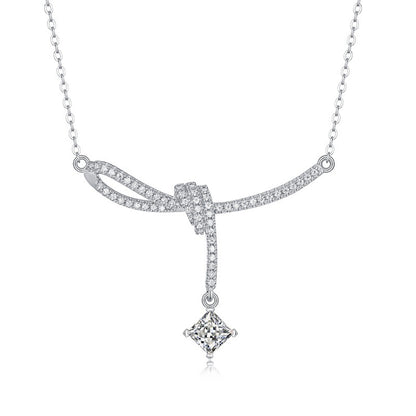 Sleek Princess-Cut Moissanite Necklace in 925 Silver