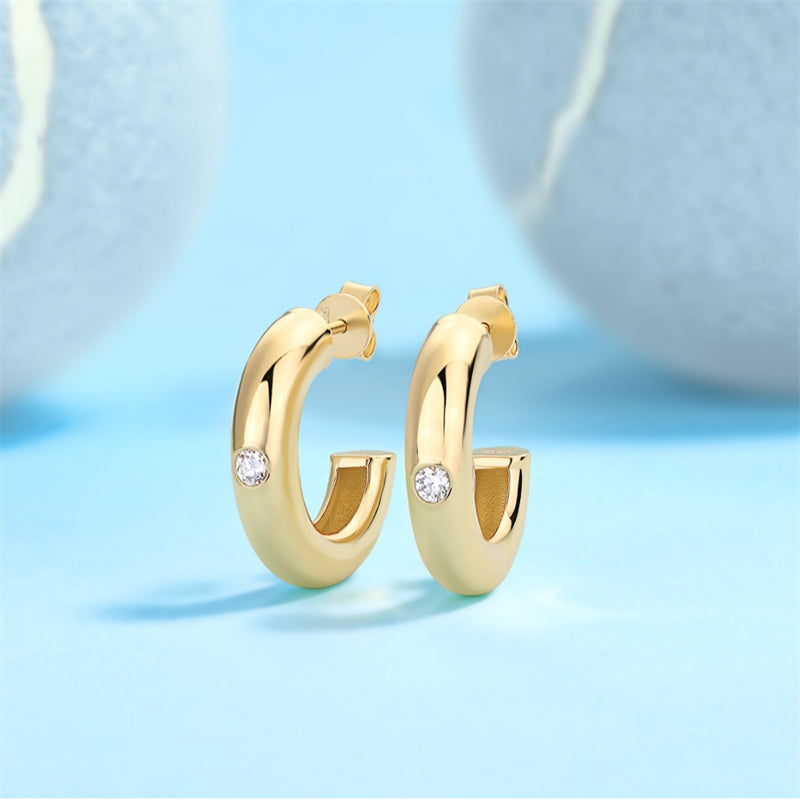 Sleek Round Cut Moissanite Earrings for Office Wear