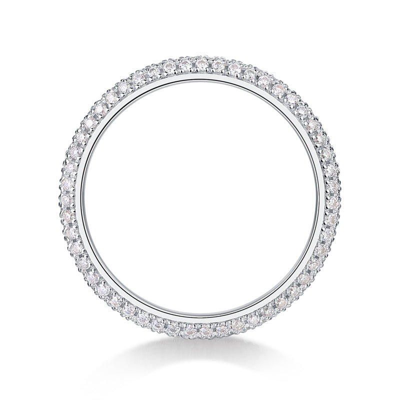 Sleek Silver Band with Full Moissanite Stones