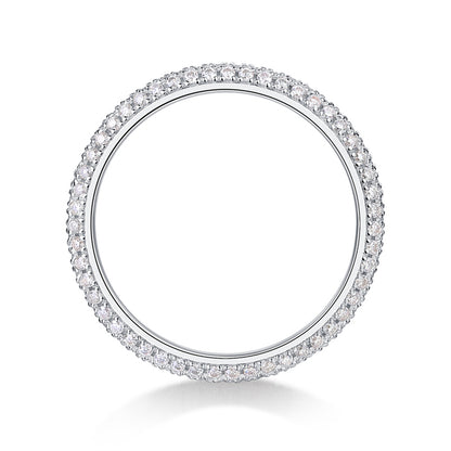 Sleek Silver Band with Full Moissanite Stones