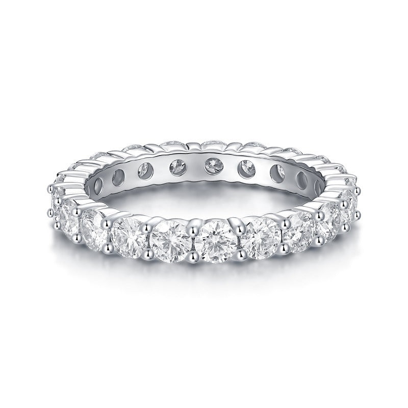 Sleek Silver Ring with 3.0mm Moissanite