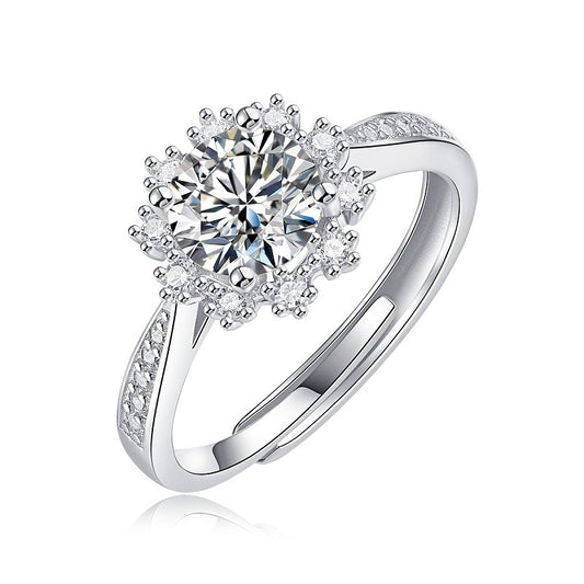 Snowflake Geometric Ring with Moissanite