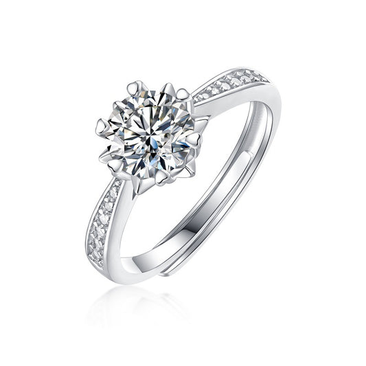 Snowflake Geometric Ring with Moissanite