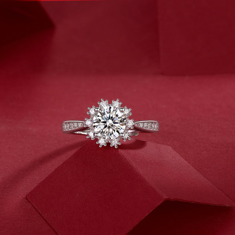 Snowflake Geometric Ring with Moissanite