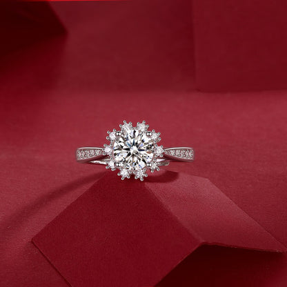 Snowflake Geometric Ring with Moissanite